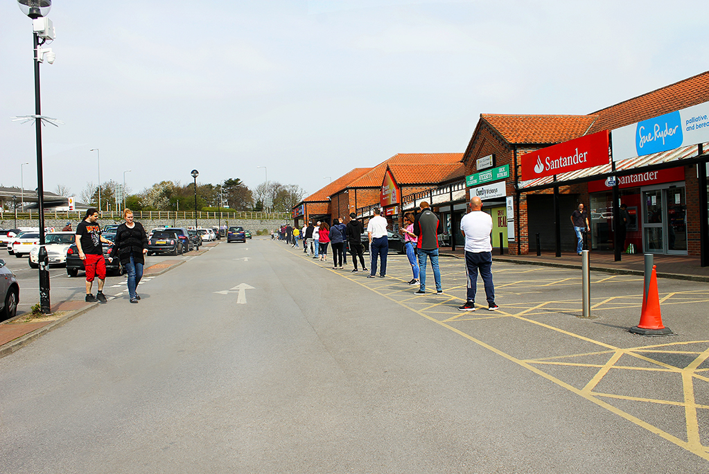 Long queues outside shops