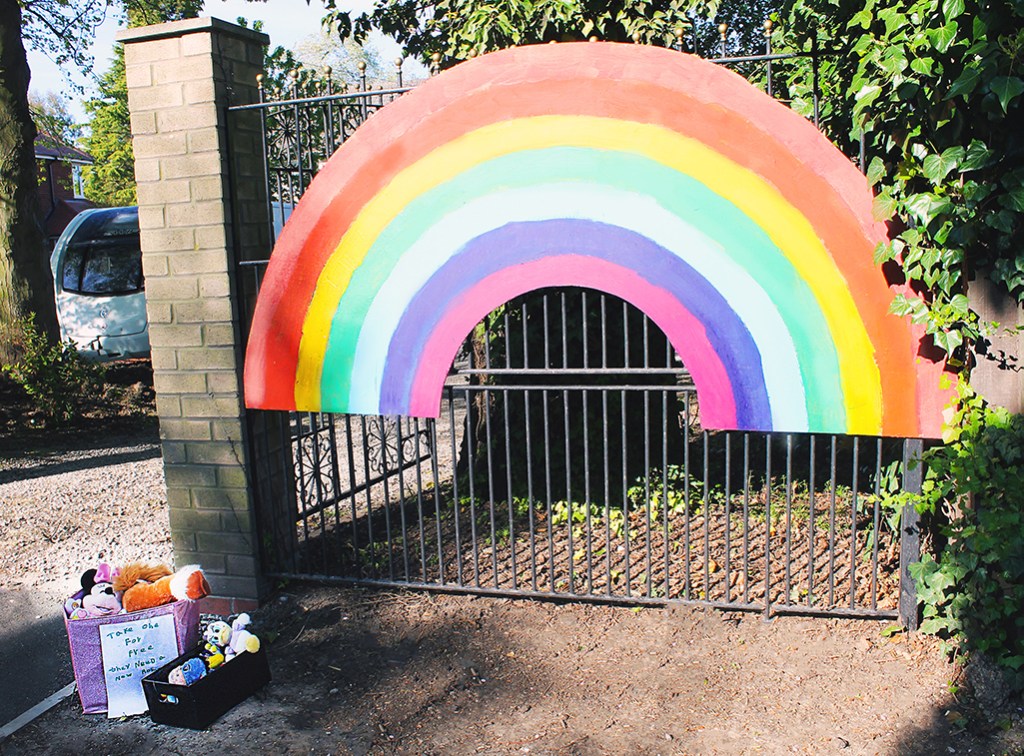 Rainbox with box of donated stuff toys